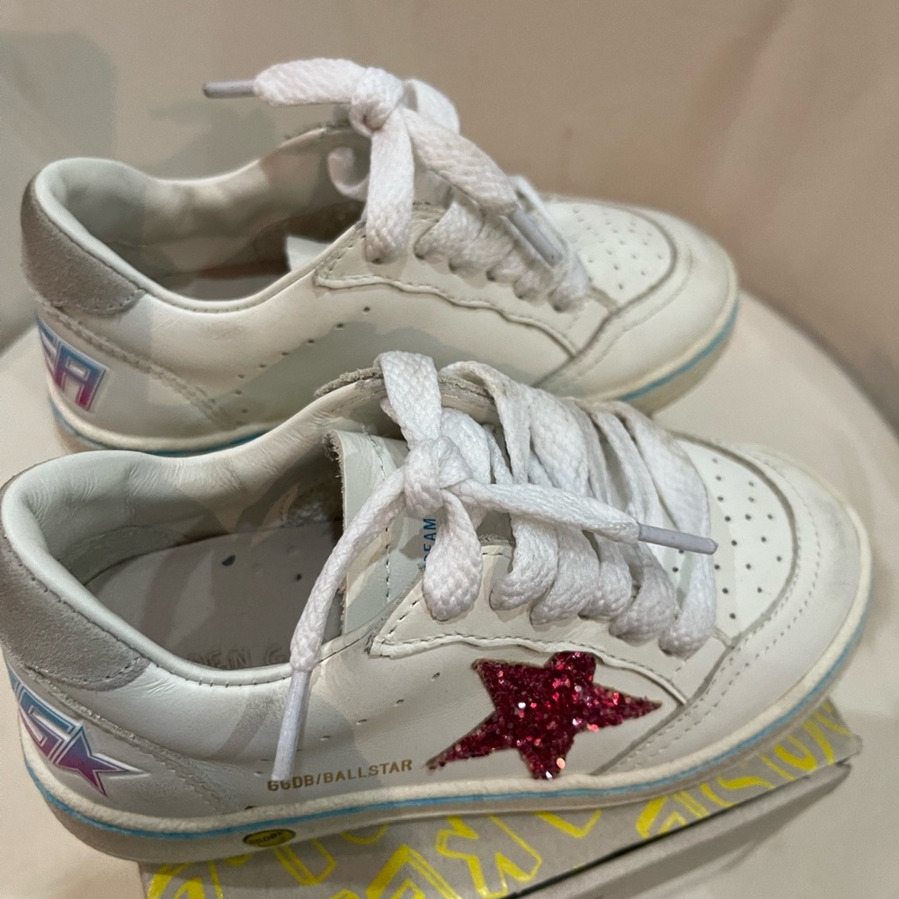 Golden Goose Kids White Sneakers with Red Star